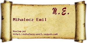 Mihalecz Emil névjegykártya